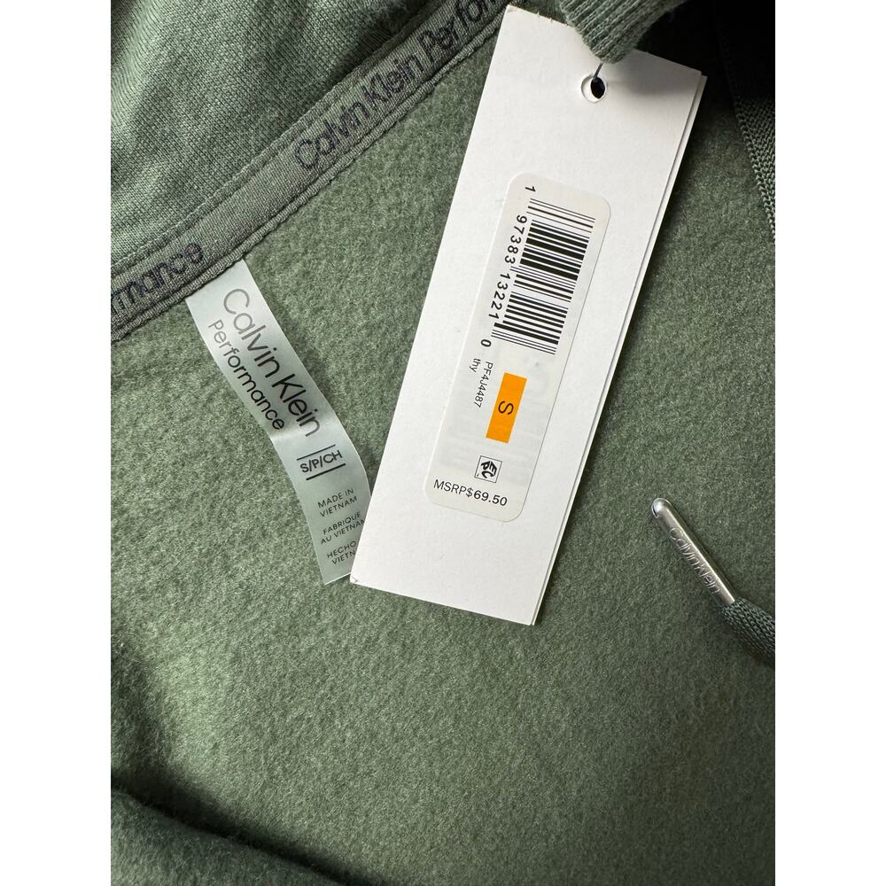Calvin Klein Women's Fleece Logo Stripe Full Zip Hoodie NWT GREEN SIZE S - Picture 6 of 9
